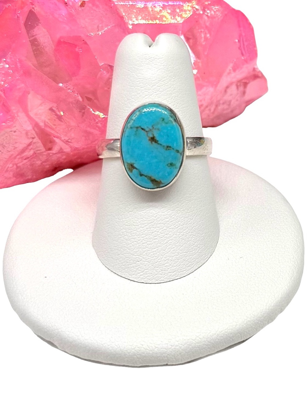 Aztec Mountain Turquoise Ring Size 7 Solid 925 Sterling Silver